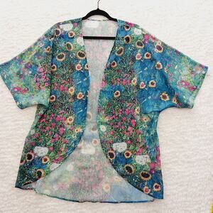 Kimono Jacket Size S Sheer Cottagecore Sunflowers Whimsycore Vacation Resort Y2K